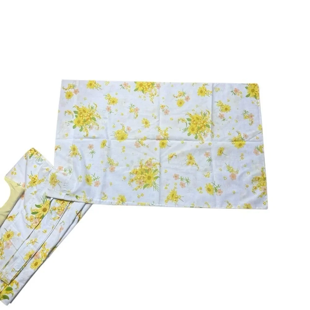 MCM Vintage Morgan Jones Floral Twin Sheet Set yellow and white